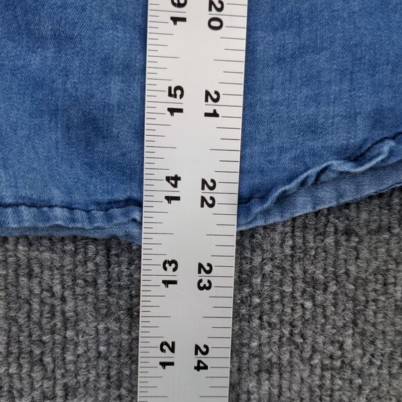 I Joah Denim Button Up Womens Medium Long Sleeve Blue Faux Pocket Polyester - Picture 11 of 12